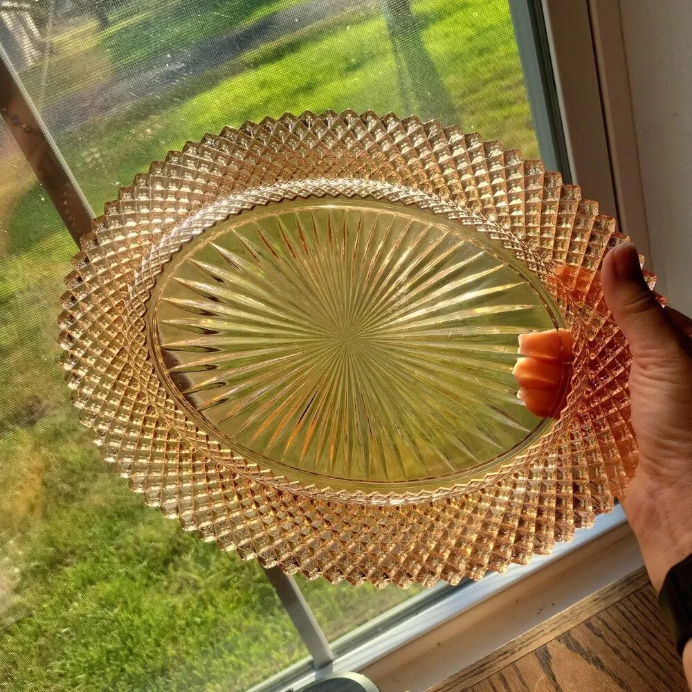 VTG Anchor Hocking Miss America Pink Depression Glass Serving Platter 12